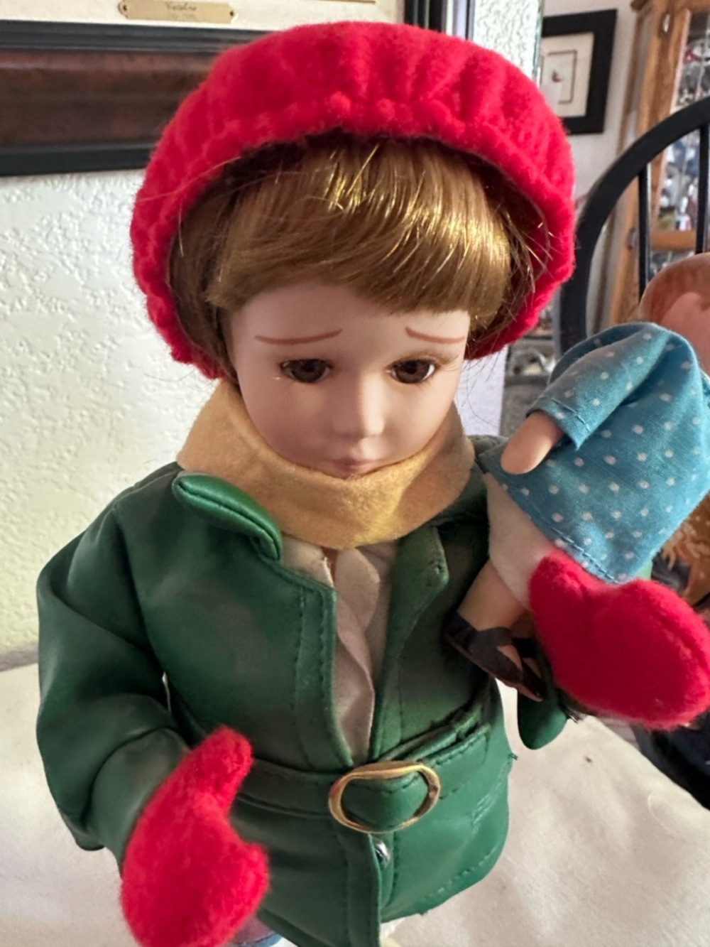 WInter -  Doll with Green Jacket, Red Hat & Mittens - Kids Toy - Picture 2 of 6